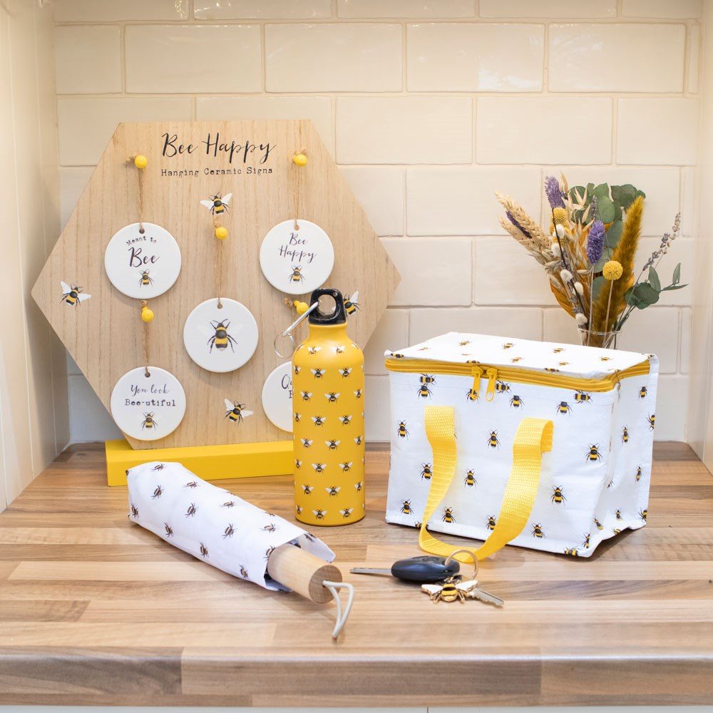 Something Different - Bee Print Metal Waterfles - Multicolours